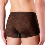 Brown Aboriginal Dot Pattern Print Men's Boxer Briefs