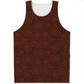 Brown Aboriginal Dot Pattern Print Men's Tank Top