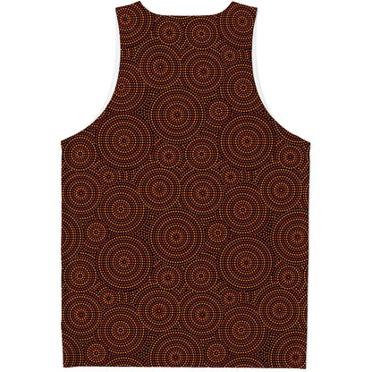 Brown Aboriginal Dot Pattern Print Men's Tank Top