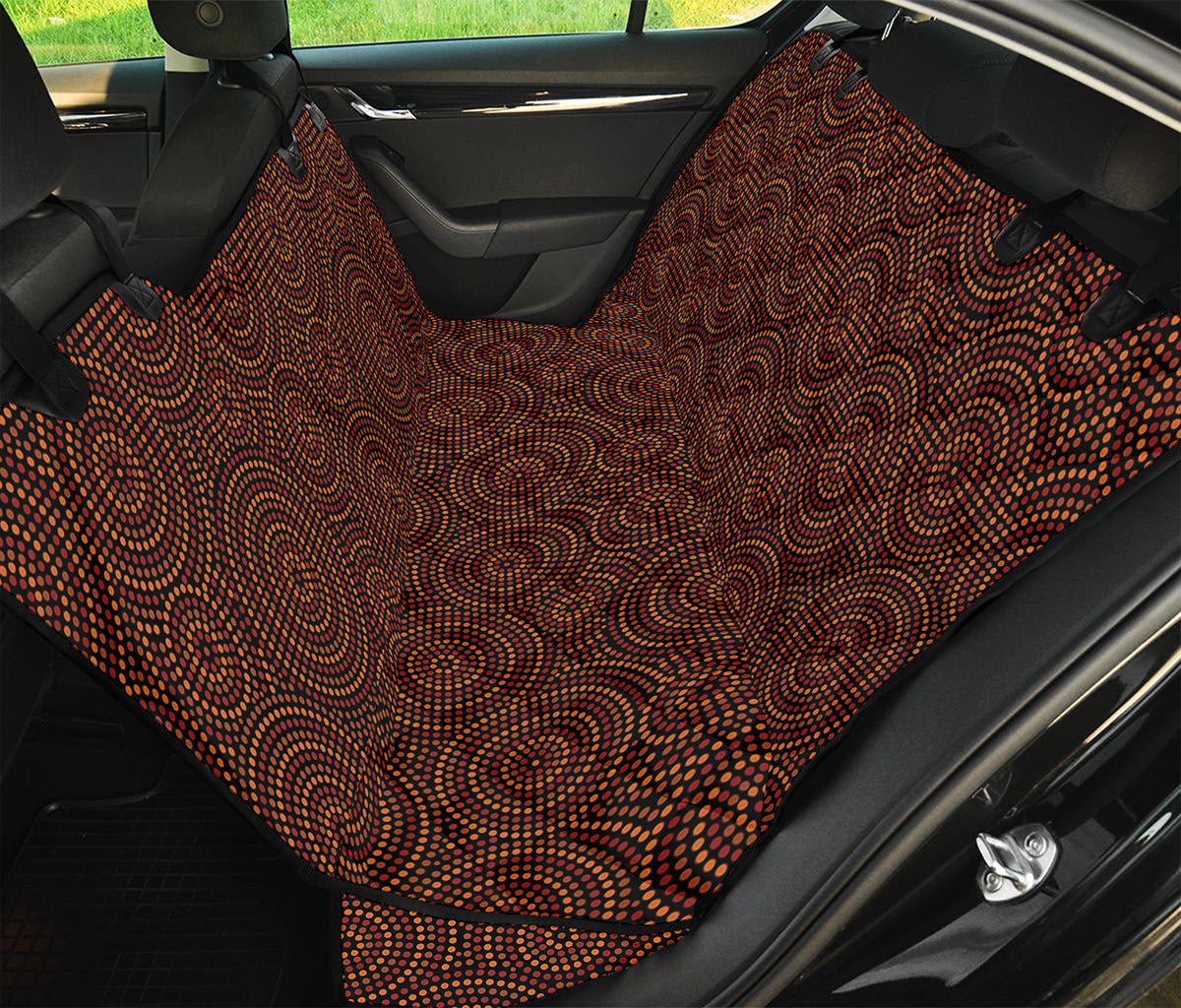 Brown Aboriginal Dot Pattern Print Pet Car Back Seat Cover