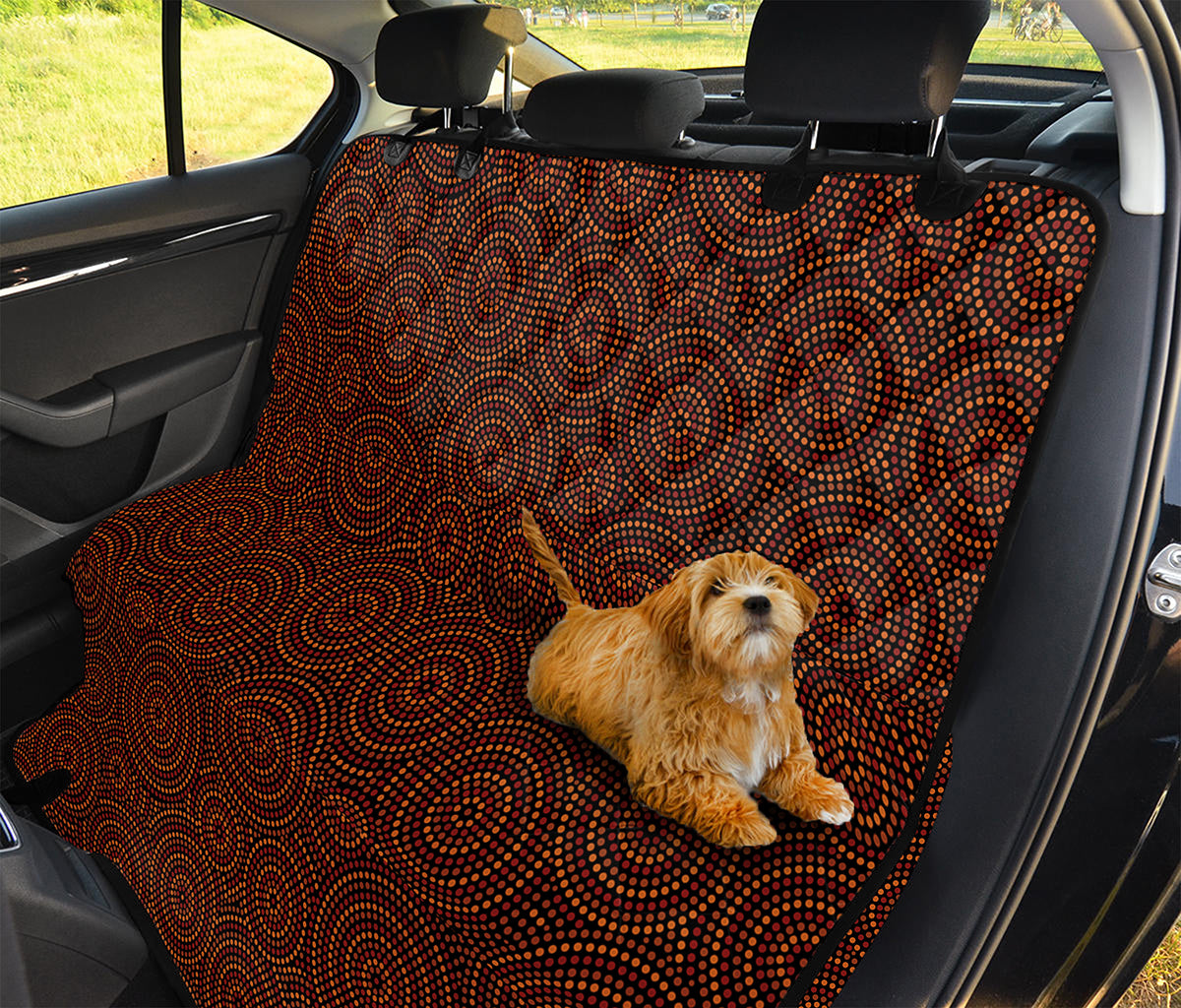 Brown Aboriginal Dot Pattern Print Pet Car Back Seat Cover