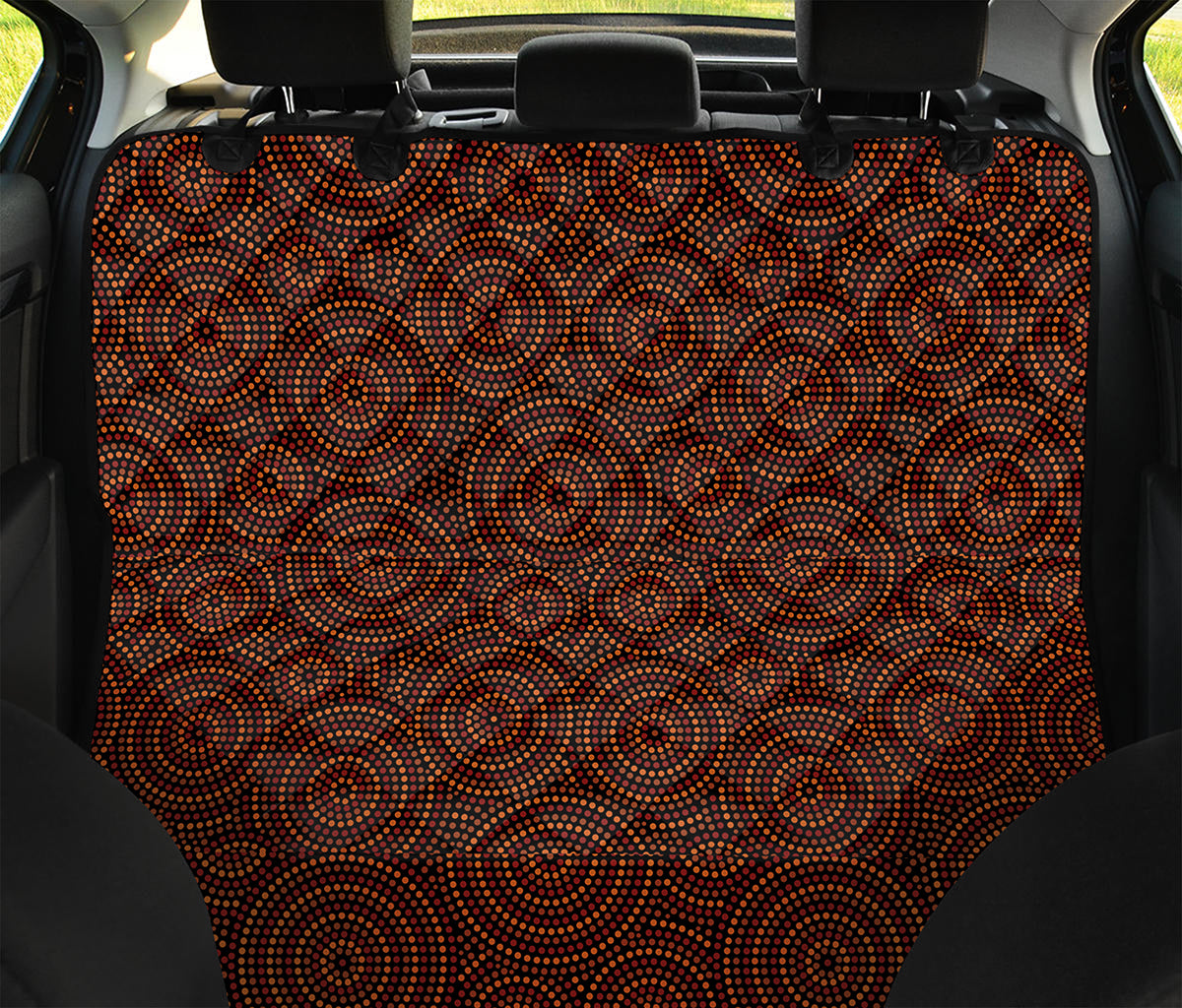 Brown Aboriginal Dot Pattern Print Pet Car Back Seat Cover