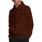 Brown Aboriginal Dot Pattern Print Pullover Hoodie