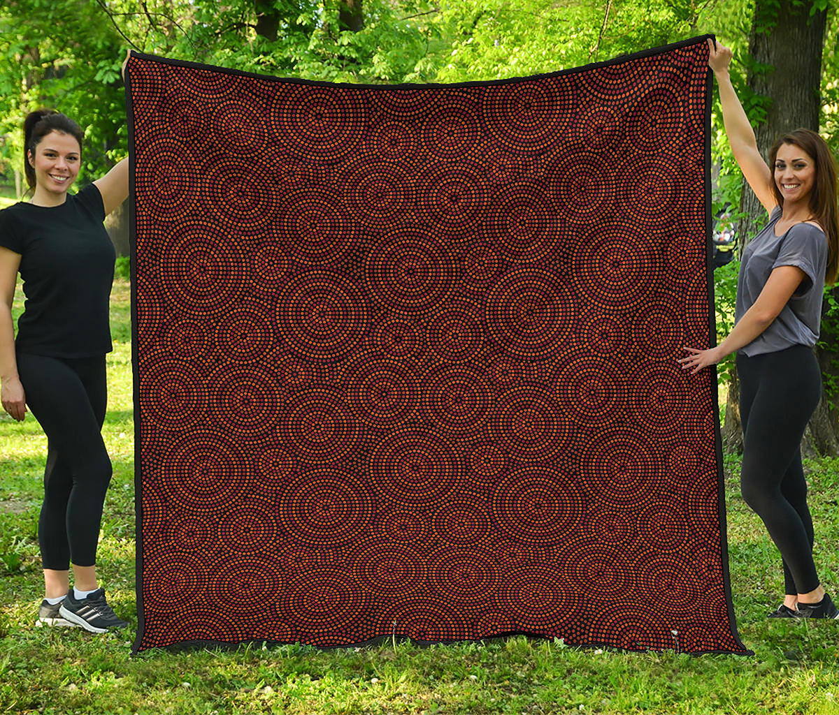 Brown Aboriginal Dot Pattern Print Quilt