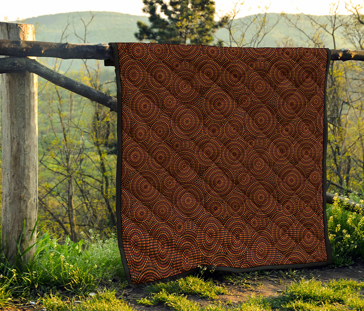 Brown Aboriginal Dot Pattern Print Quilt