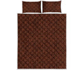 Brown Aboriginal Dot Pattern Print Quilt Bed Set