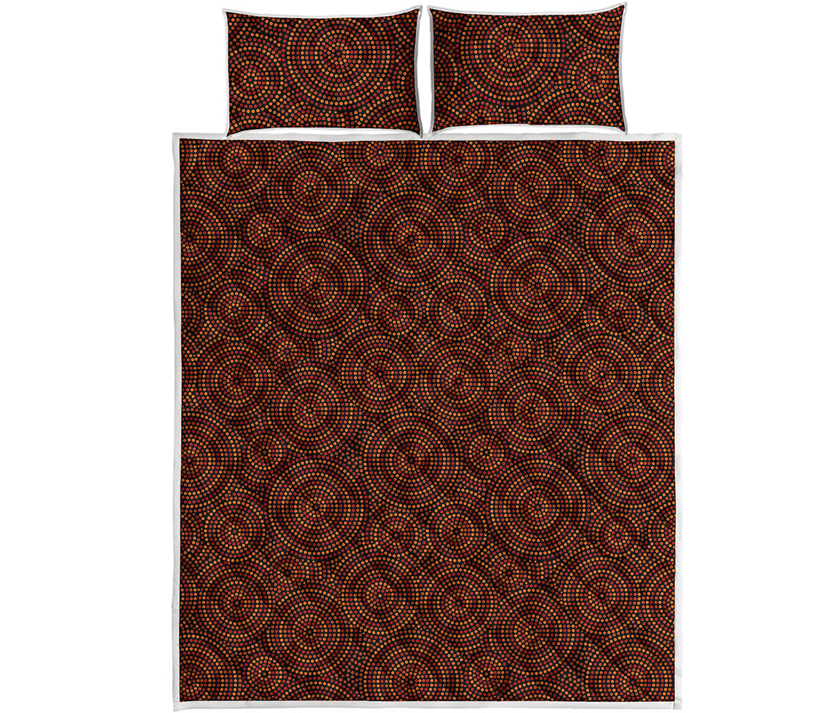 Brown Aboriginal Dot Pattern Print Quilt Bed Set