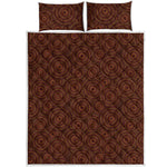 Brown Aboriginal Dot Pattern Print Quilt Bed Set