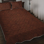 Brown Aboriginal Dot Pattern Print Quilt Bed Set