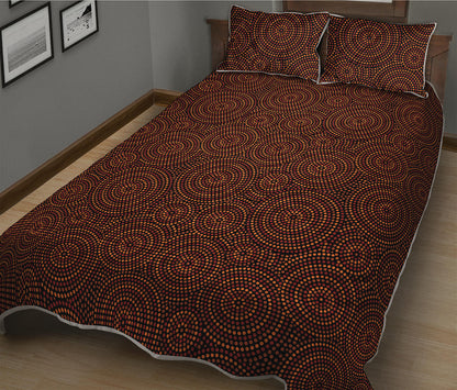 Brown Aboriginal Dot Pattern Print Quilt Bed Set