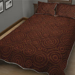 Brown Aboriginal Dot Pattern Print Quilt Bed Set