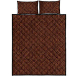 Brown Aboriginal Dot Pattern Print Quilt Bed Set