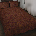 Brown Aboriginal Dot Pattern Print Quilt Bed Set