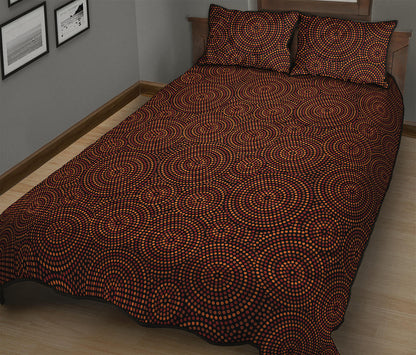 Brown Aboriginal Dot Pattern Print Quilt Bed Set