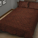 Brown Aboriginal Dot Pattern Print Quilt Bed Set