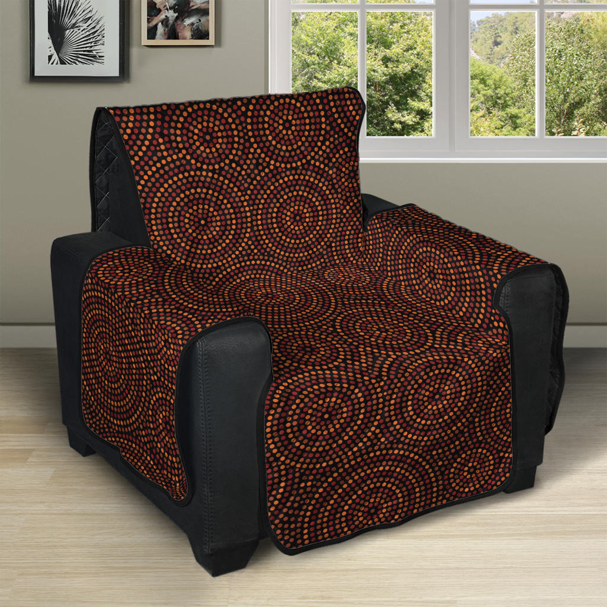 Brown Aboriginal Dot Pattern Print Recliner Protector