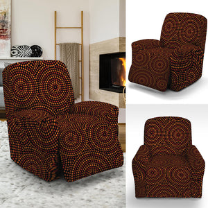 Brown Aboriginal Dot Pattern Print Recliner Slipcover