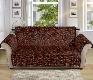 Brown Aboriginal Dot Pattern Print Sofa Protector