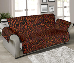 Brown Aboriginal Dot Pattern Print Sofa Protector