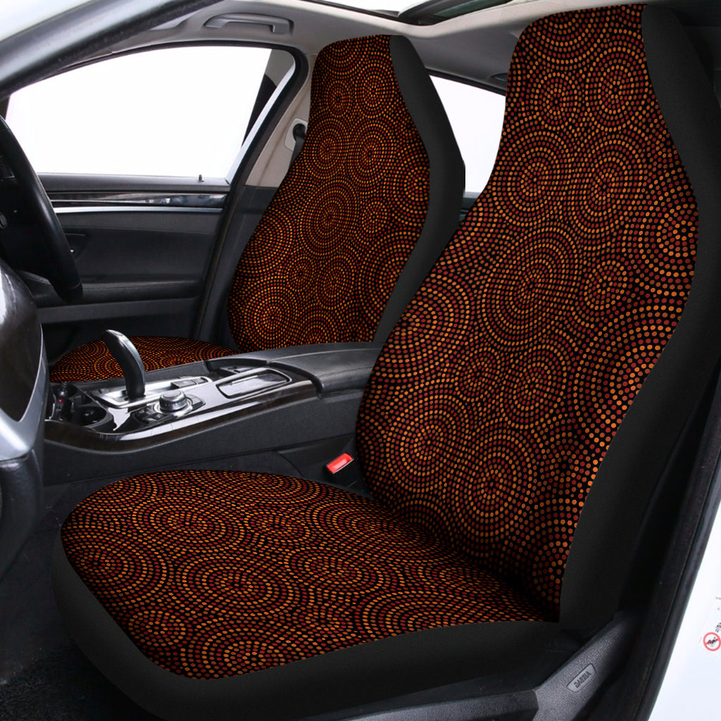 Brown Aboriginal Dot Pattern Print Universal Fit Car Seat Covers