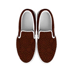 Brown Aboriginal Dot Pattern Print White Slip On Shoes