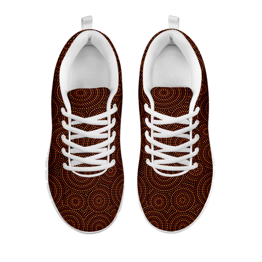 Brown Aboriginal Dot Pattern Print White Sneakers