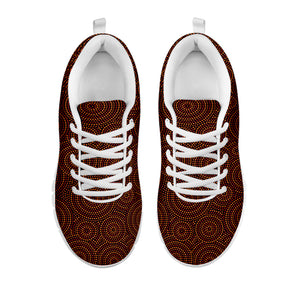 Brown Aboriginal Dot Pattern Print White Sneakers