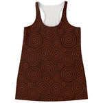 Brown Aboriginal Dot Pattern Print Women's Racerback Tank Top