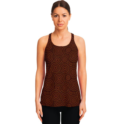 Brown Aboriginal Dot Pattern Print Women's Racerback Tank Top