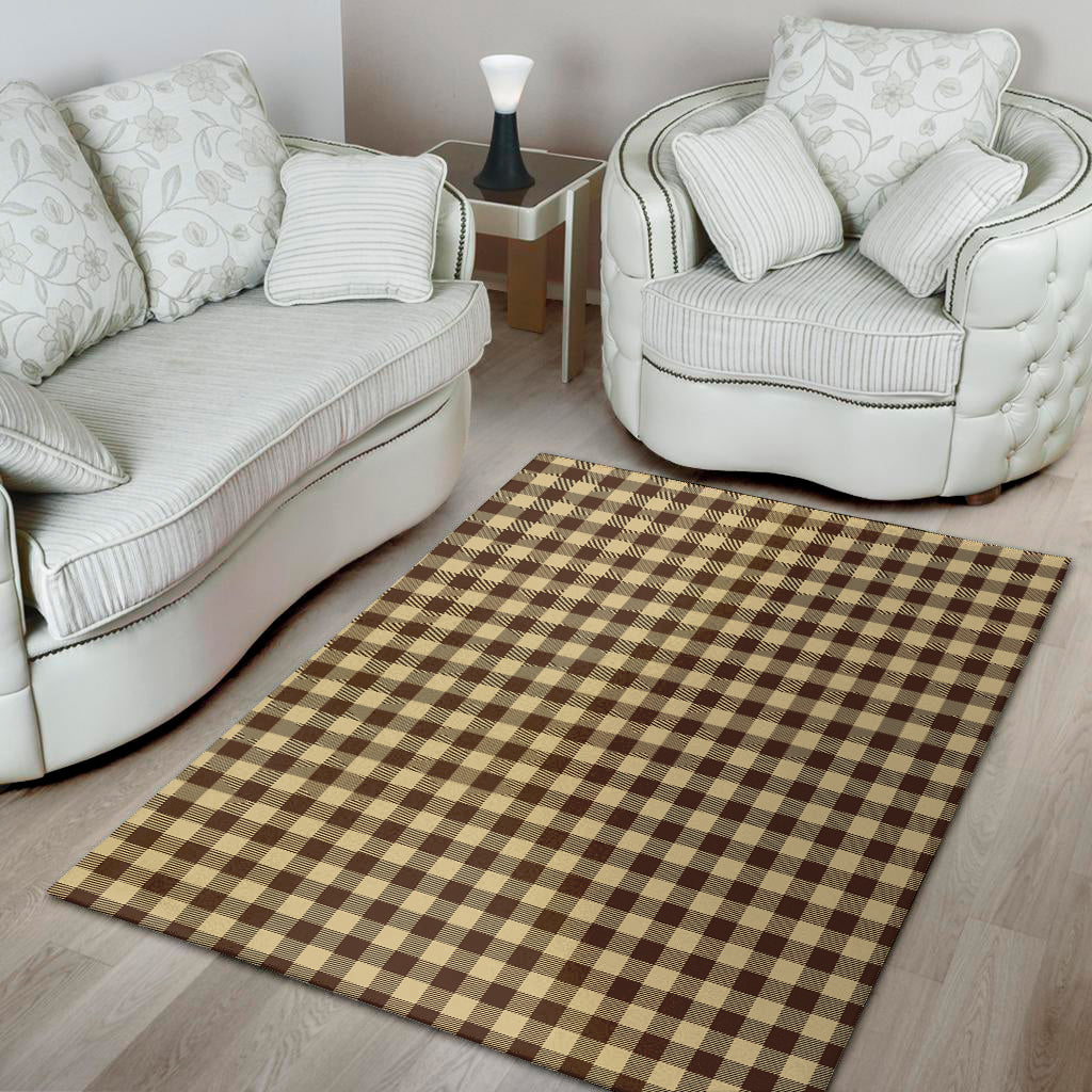 Brown And Beige Buffalo Check Print Area Rug