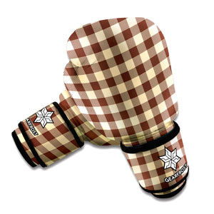 Brown And Beige Buffalo Check Print Boxing Gloves