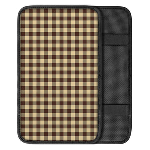 Brown And Beige Buffalo Check Print Car Center Console Cover