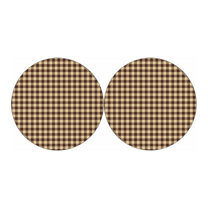 Brown And Beige Buffalo Check Print Car Coasters