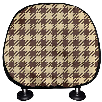 Brown And Beige Buffalo Check Print Car Headrest Covers