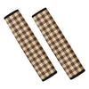 Brown And Beige Buffalo Check Print Car Seat Belt Covers