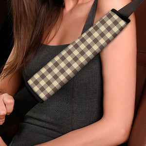 Brown And Beige Buffalo Check Print Car Seat Belt Covers