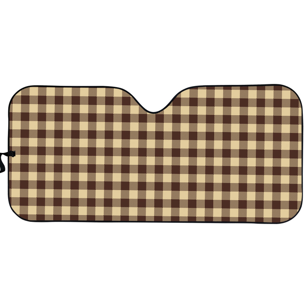 Brown And Beige Buffalo Check Print Car Sun Shade