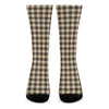 Brown And Beige Buffalo Check Print Crew Socks