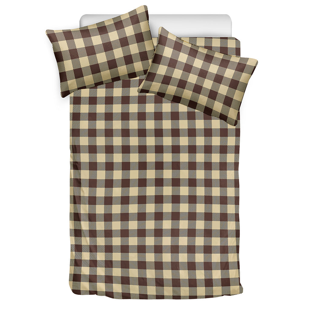 Brown And Beige Buffalo Check Print Duvet Cover Bedding Set