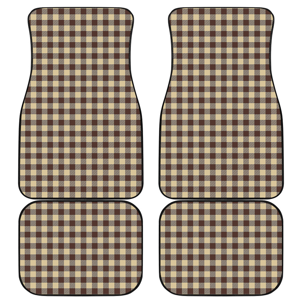 Brown And Beige Buffalo Check Print Front and Back Car Floor Mats