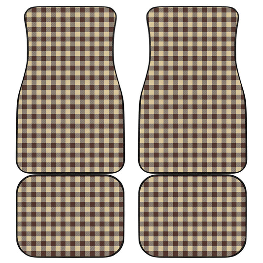 Brown And Beige Buffalo Check Print Front and Back Car Floor Mats