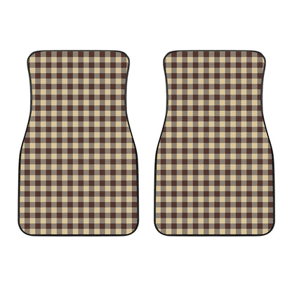 Brown And Beige Buffalo Check Print Front Car Floor Mats
