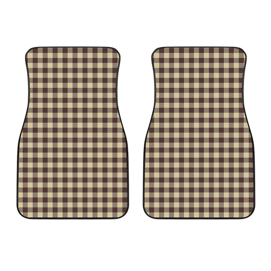Brown And Beige Buffalo Check Print Front Car Floor Mats