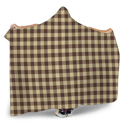 Brown And Beige Buffalo Check Print Hooded Blanket