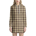 Brown And Beige Buffalo Check Print Pullover Hoodie Dress