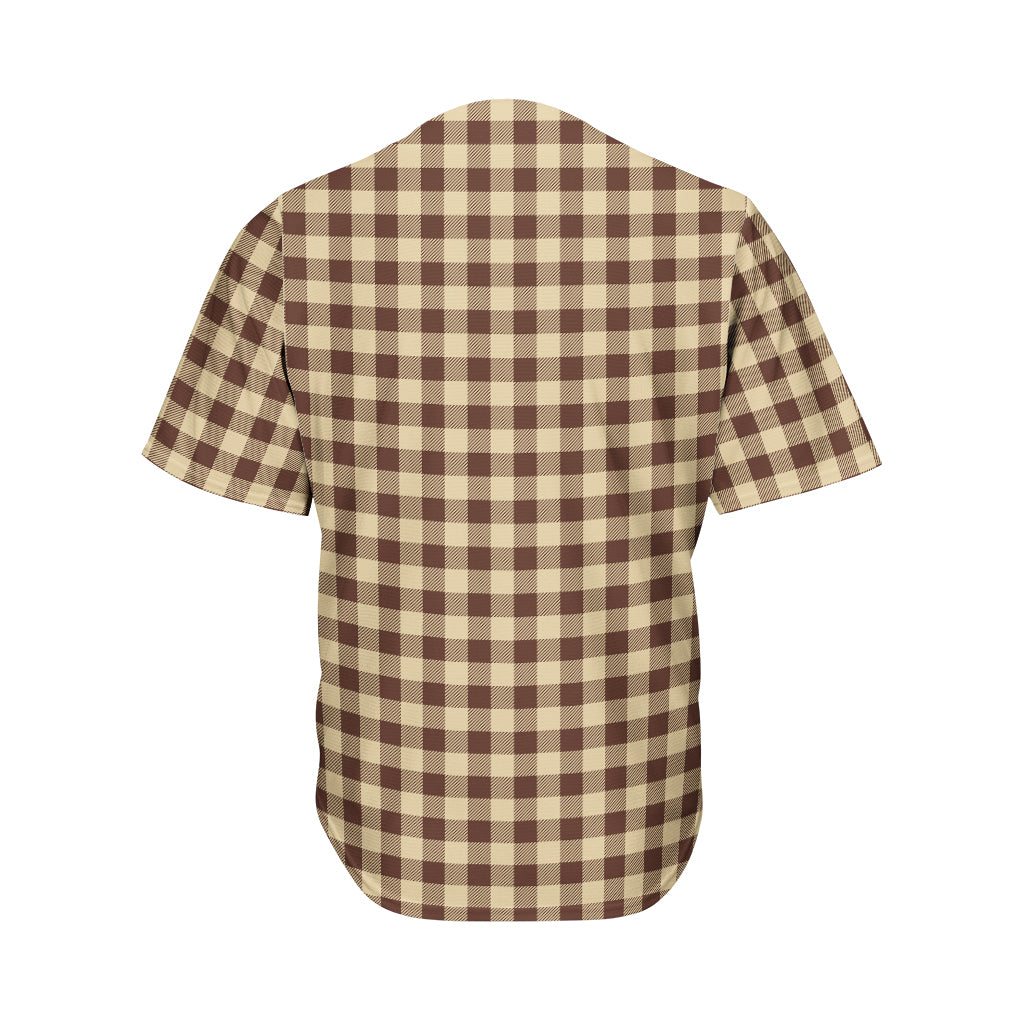 Brown And Beige Buffalo Check Print Men's Baseball Jersey