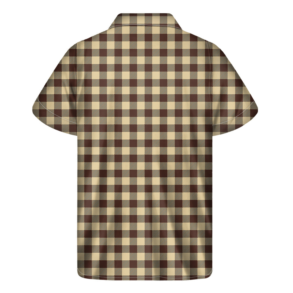 Brown And Beige Buffalo Check Print Men's Short Sleeve Shirt