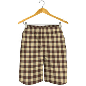 Brown And Beige Buffalo Check Print Men's Shorts