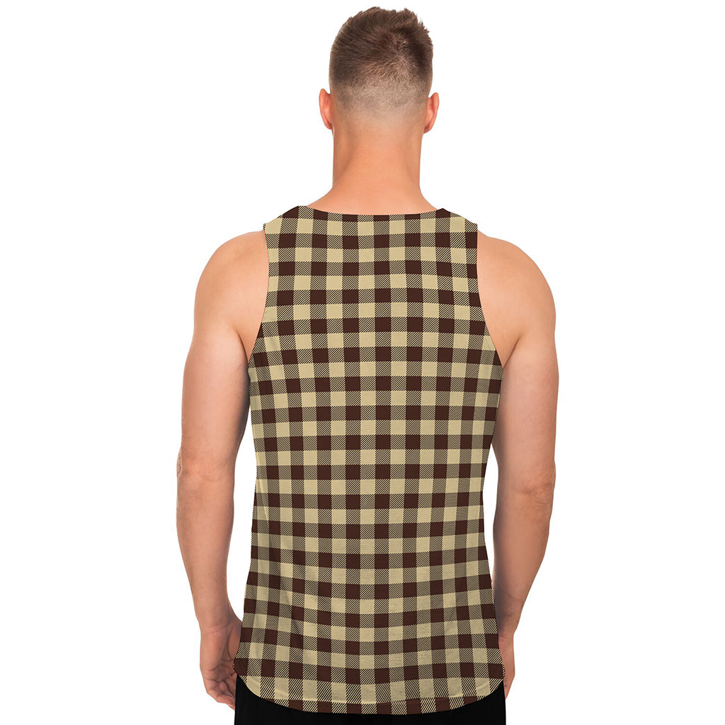 Brown And Beige Buffalo Check Print Men's Tank Top