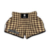 Brown And Beige Buffalo Check Print Muay Thai Boxing Shorts